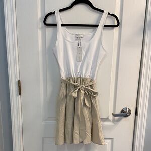 NWT Casual White and Tan Mini Dress